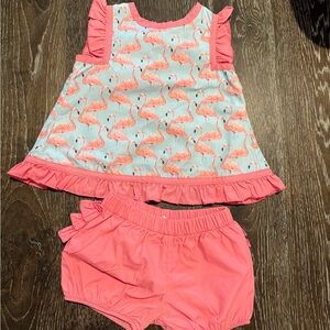 Flamingo Print Bloomers Set